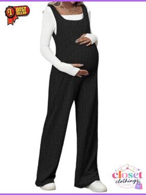 Maternity Jumpsuit Sleeveless Square Neck Wide Leg Romper
